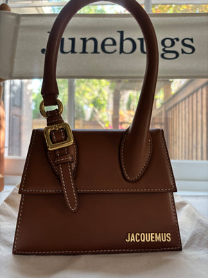 Jacquemus Le Chiquito Moyen Buckle Bag – Cognac Brown Leather (preloved New with Dust Bag)