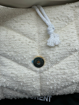 YSL Boucle Tweed Quilted Loulou Puffer Monogram Chain Satchel Crema Soft 2020