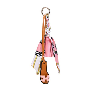 Designer Sandal w/ Scarf Bag Charm Brown