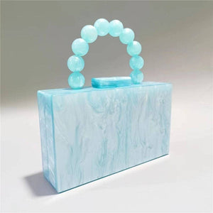 Acrylic Beaded Clutch Evening Sky Blue, Green Mint, or Rose Red