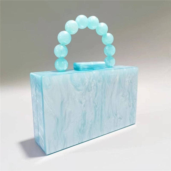 Acrylic Beaded Clutch Evening Sky Blue, Green Mint, or Rose Red