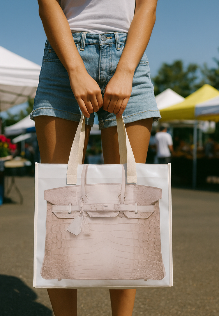 Birkin-Inspired Reusable Shopper Tote