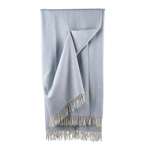 Wool Herringbone Blanket- Cornflower