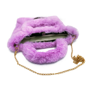Faux Fur Fuzzy Happy Face Purses PerfectGift: PINK
