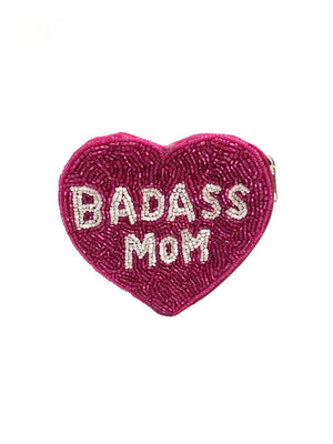 MOM Heart Beaded Coin Purse