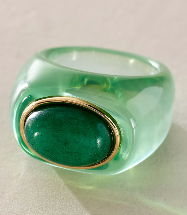 Gummy Resin Signet Ring | Autumn, Cognac, Jade & Blue