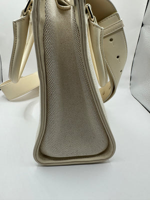 Bvlgari Cream Canvas Crystal metallic logo small Tote