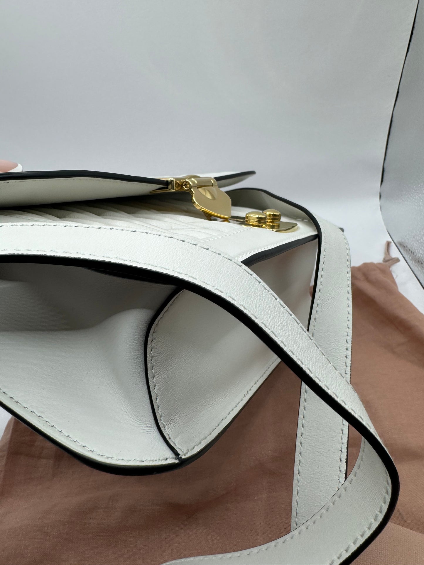 Miu Miu 2021 Nappa Matelasse White Crossbody bag with top handle - like new