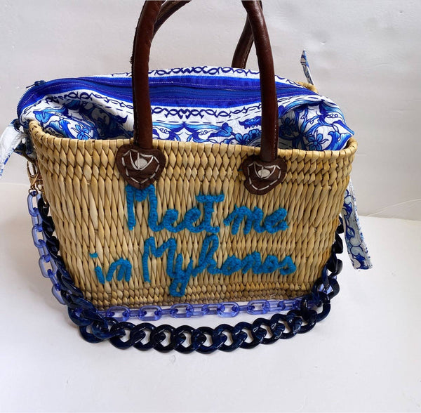 Lilliana Blue Maiolica Print Pochette