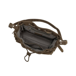 Rhuby Olive Recycled Vegan Suede Shoulder Bag