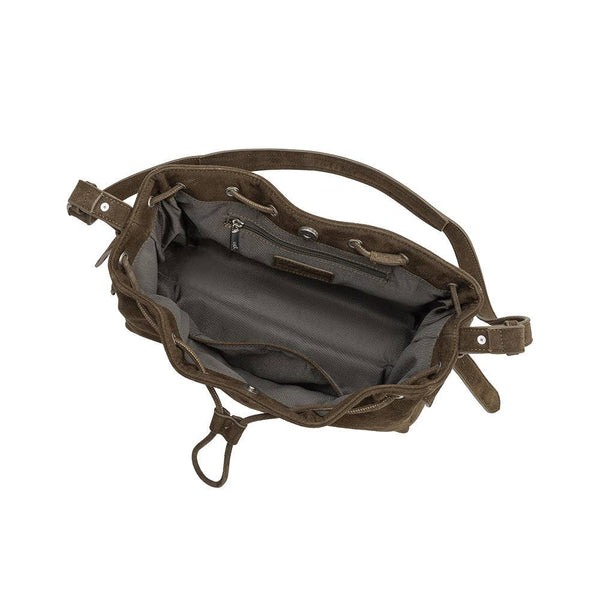 Rhuby Olive Recycled Vegan Suede Shoulder Bag