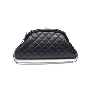 Ava - Quilted Clutch: Black