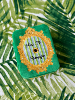 "Press for Champagne" Velvet Jewelry Zip Case / Organizer