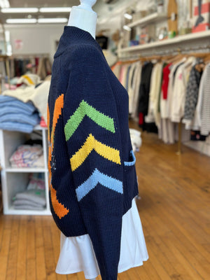 New Apres X Ski Varsity Cardigan in Navy: M/L