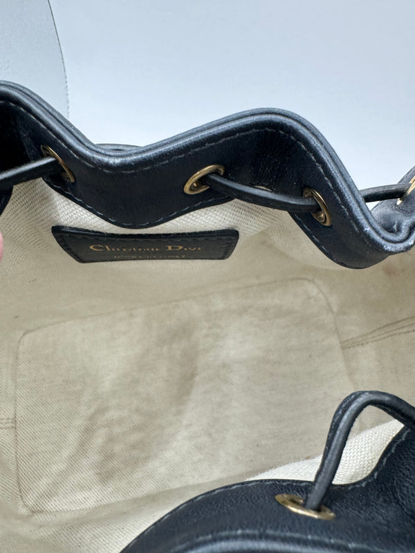 Dior Navy Oblique Canvas & Leather Mini Bucket bag