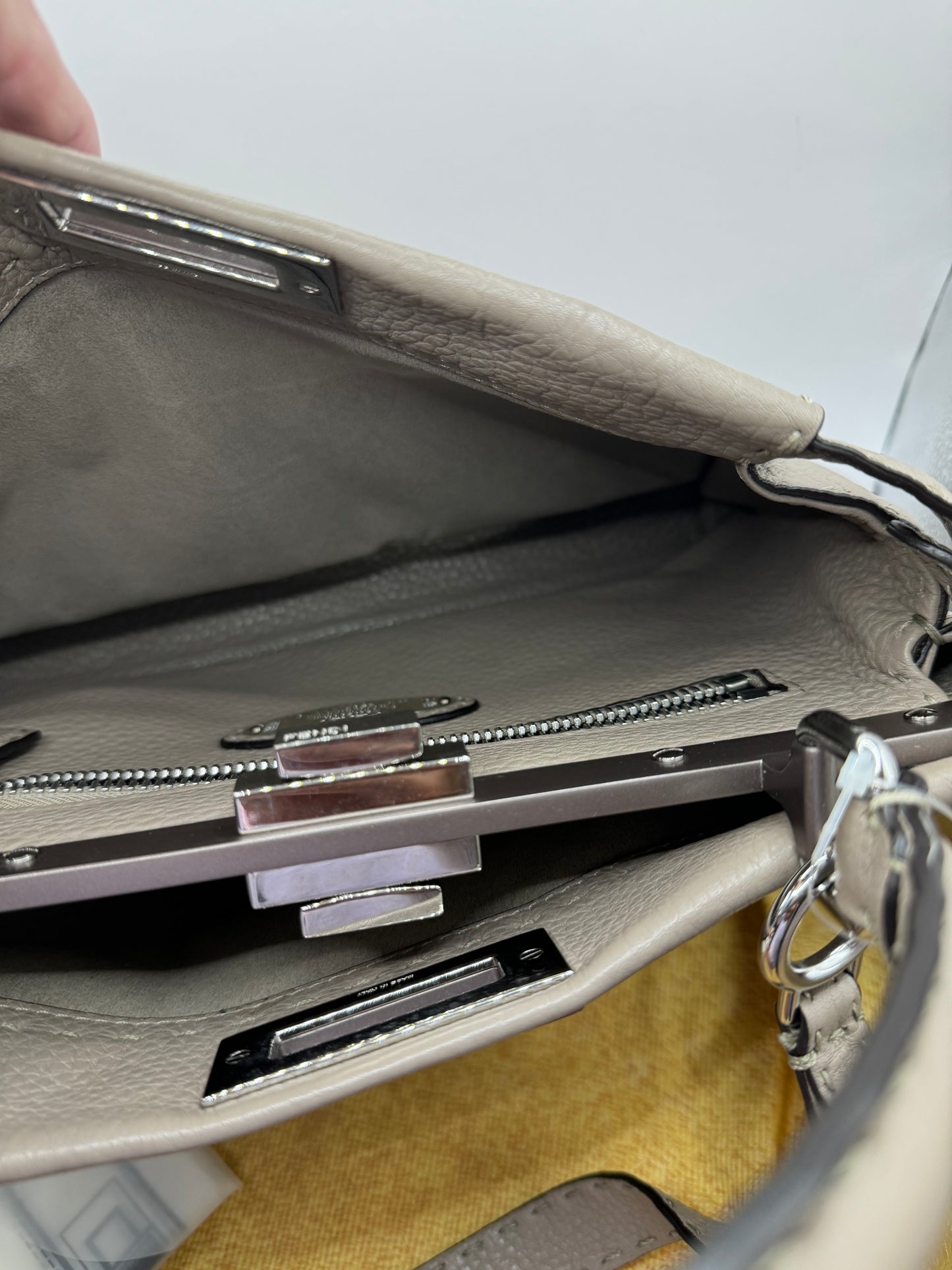 Fendi Peek a Boo Grey pebbled leather