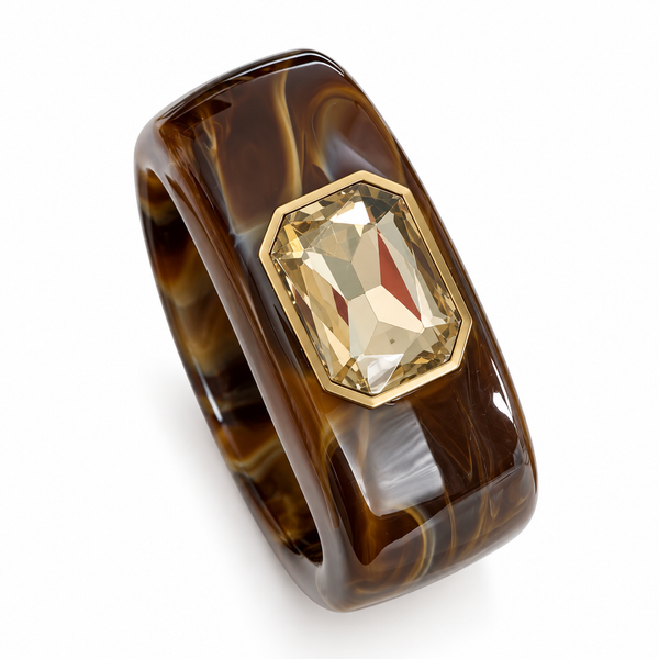 Gemstone Cuff Bangle Bracelet | Dark Brown