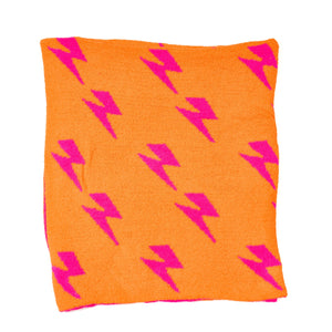 Smiley Face & Lightning Plush Throw Blankets Christmas Smiley Face Neon Fuchsia & New Sky Blue