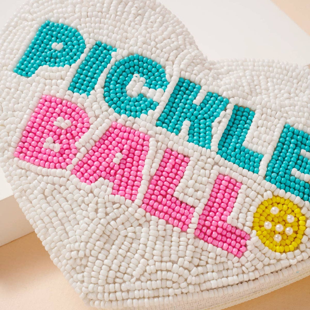 Pickleball Heart-Shaped Coin Purse Beaded