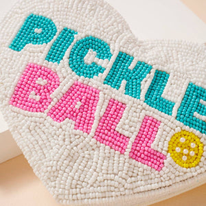 Pickleball Heart-Shaped Coin Purse Beaded