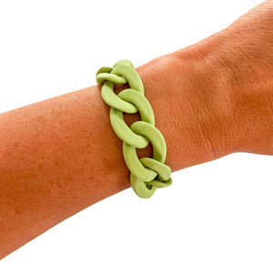 All Chunky Acrylic Chain Link Bracelet: Matte Burgundy Brown