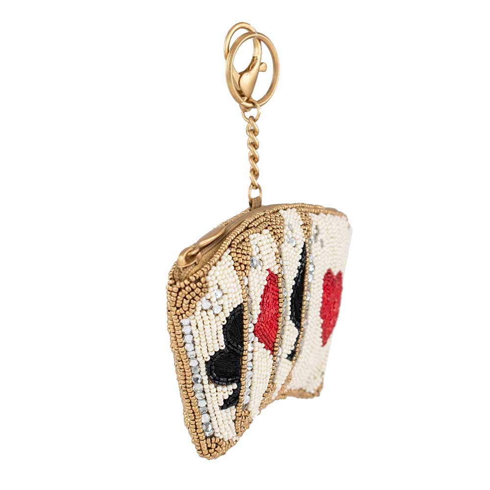 Let's Play Beaded Playing Cards Coin Purse/Key Fob