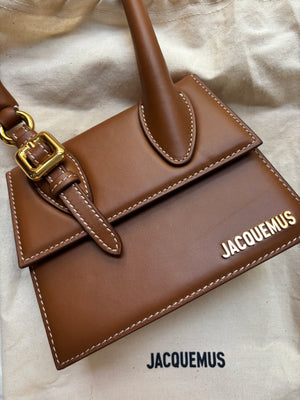 Jacquemus Le Chiquito Moyen Buckle Bag – Cognac Brown Leather (preloved New with Dust Bag)