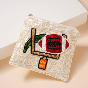 Football Beaded Coin Pouch