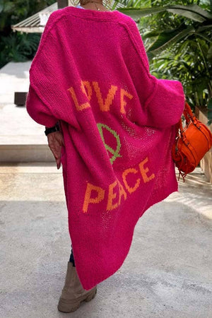 Love and Peace Knit Cardigan: ORANGE / S/M