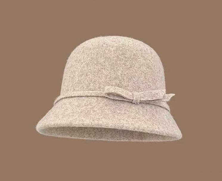 The Bow Cloche Hat | Taupe Wool