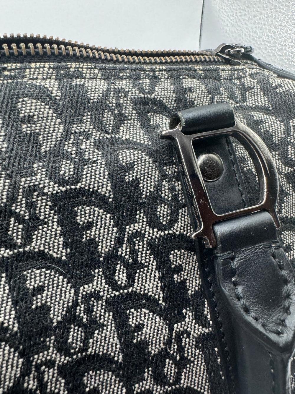 Dior 2004 Vintage Diorissimo Small Trotter Bag Black & Grey Dior print