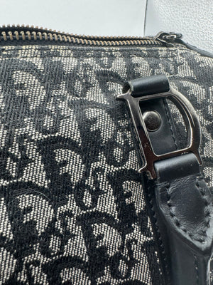 Dior 2004 Vintage Diorissimo Small Trotter Bag Black & Grey Dior print