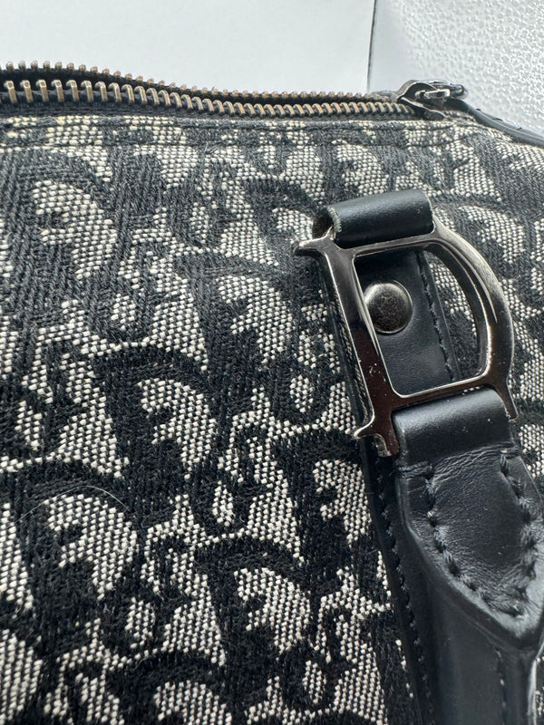 Dior 2004 Vintage Diorissimo Small Trotter Bag Black & Grey Dior print