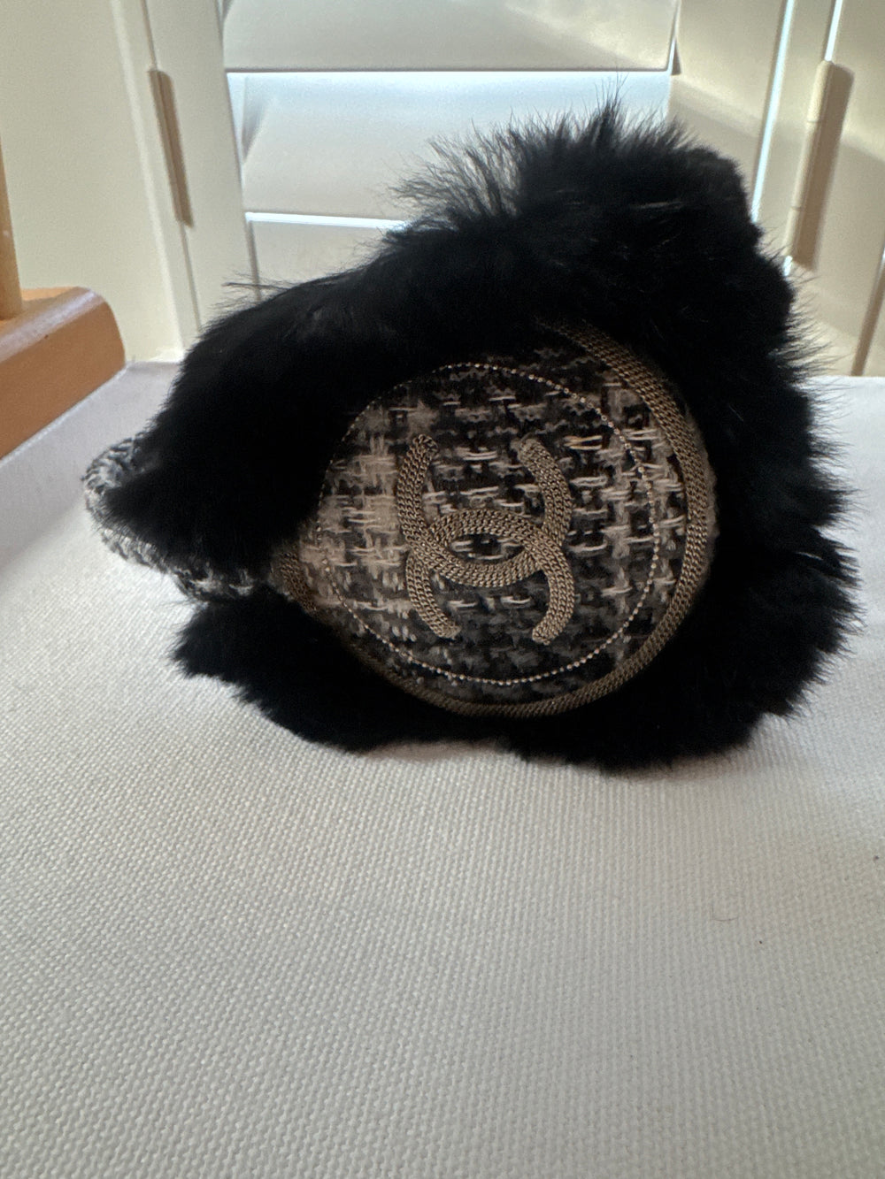 Chanel fur tweed earmuffs