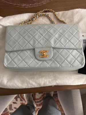 Chanel Vintage Classic Double Flap – Medium, Light Blue Lambskin, 24K Gold Hardware