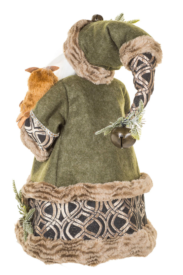Evergreen Wishes Santa with Owl | 18″