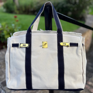 Canvas Boatkin Tote Bag - Navy Trim  