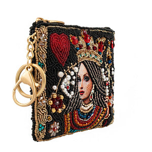 The Queen Playing Card Beaded Coin Purse