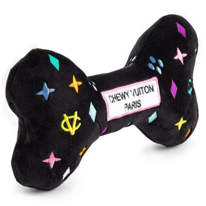Black Monogram Chewy Vuiton Bone Squeaker Dog Toy: XL
