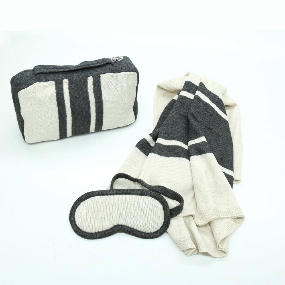 TRAVEL SET GREY/WHITE WOOL