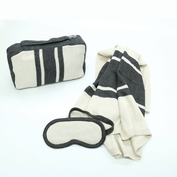 TRAVEL SET GREY/WHITE WOOL