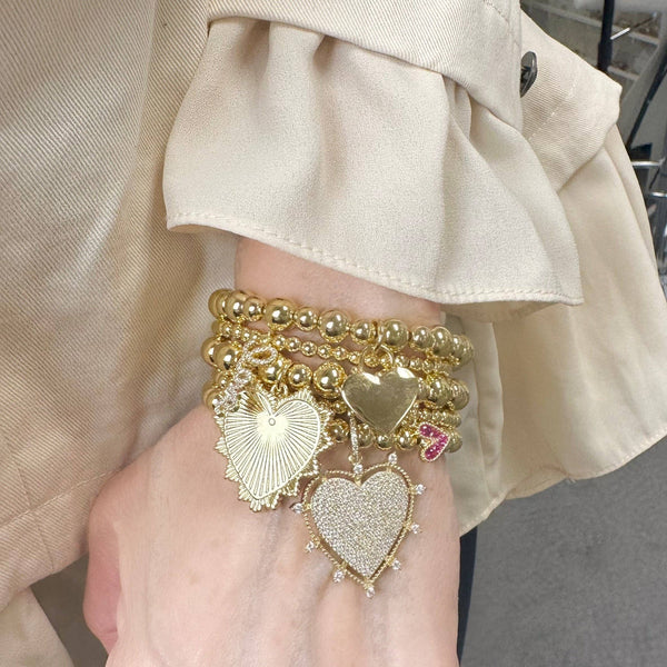 Serephena Love Stack of Beaded Bracelets: Yellow Gold and Silver