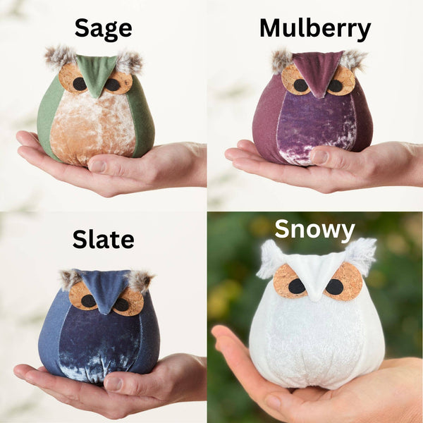 Velvet Owl Shelf Sitter - Bronze, Teal & Taupe