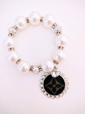 Pearl & Rhinestone Beads- Up-Cycled Charm Bracelet