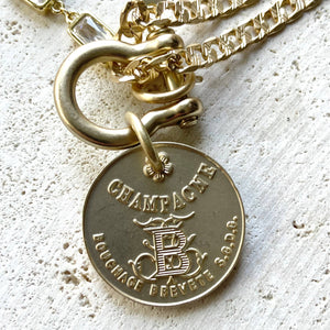 Edgy glam French champagne coin shackle necklace : Matte black