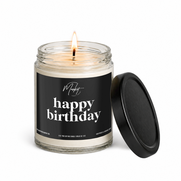 HAPPY BIRTHDAY - BLACK -  SOY CANDLE: GOLD / Noir