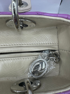 Dior Lady Dior Tri-colour Genuine Python side purple/pink/cream with SHW