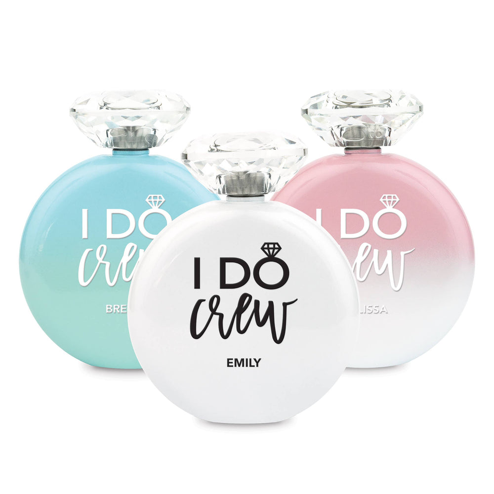 Shimmer-Colored Stainless Steel Hip Flask - I Do Crew: Pastel Pink / Black