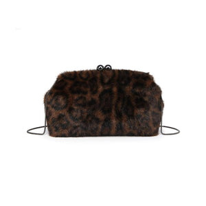 Olivia Faux Fur Evening Bag: Leopard