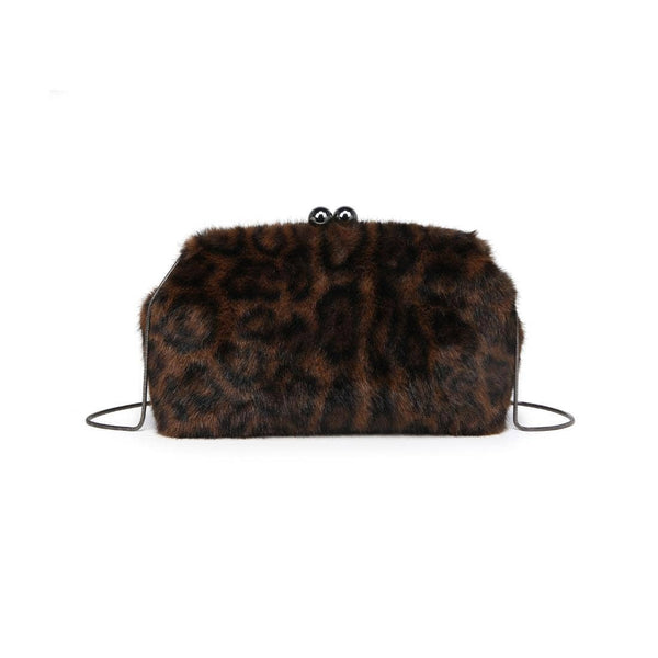 Olivia Faux Fur Evening Bag: Leopard